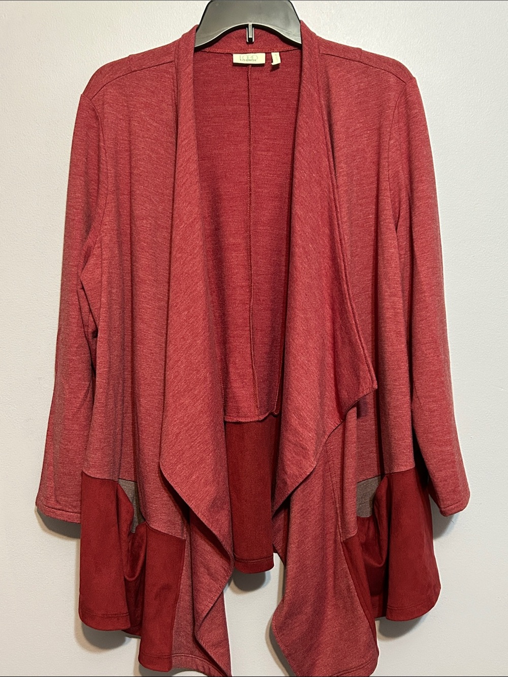 LOGO Two Tone Red Cardigan with Pockets - 1X